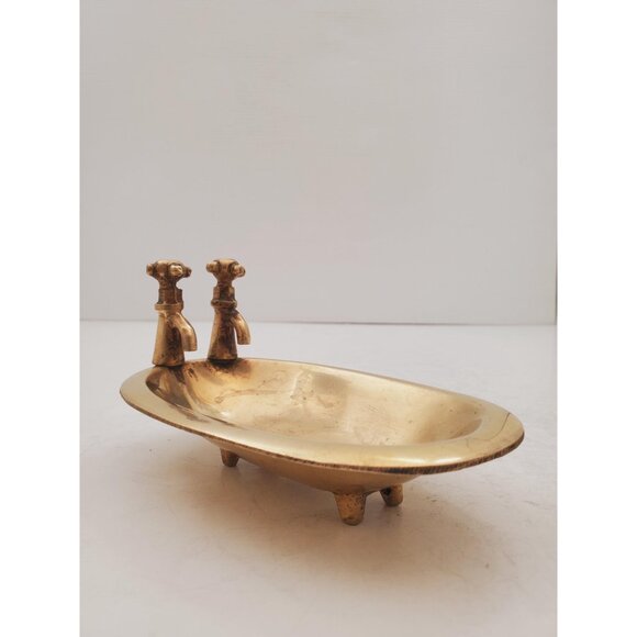 Vintage 1950s / BRASS SOAP DISH / Solid Brass Soap Holder Soap Dispenser… - Picture 9 of 10
